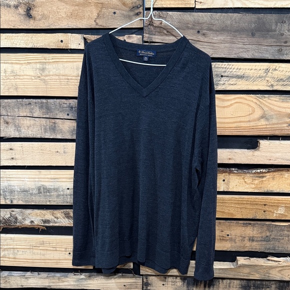 Brooks Brothers BrooksTech Merino Wool V-Neck Charcoal Gray Sweater Size XXL - Picture 1 of 5